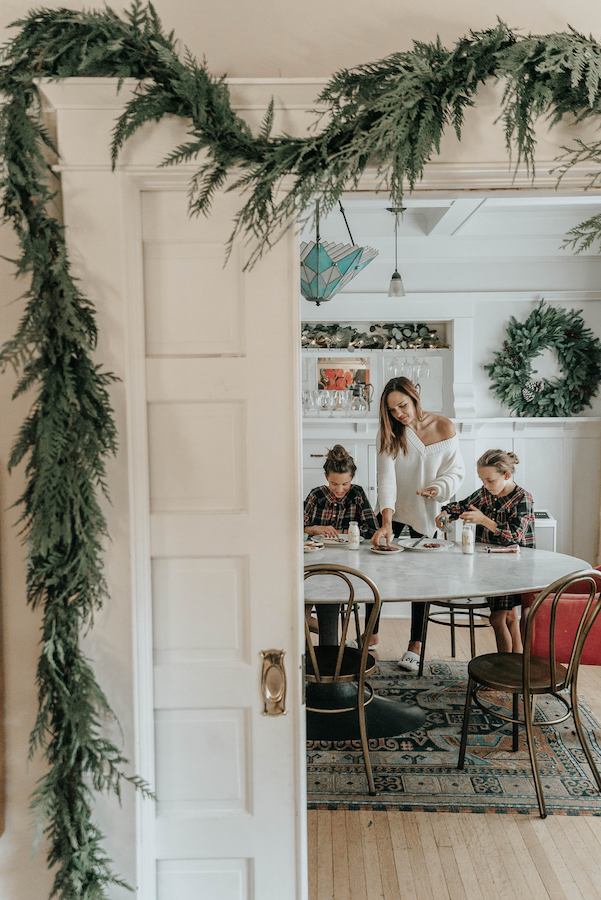 Picture of Family Decorating Christmas Ornaments with an UltraFine-468 in the Background